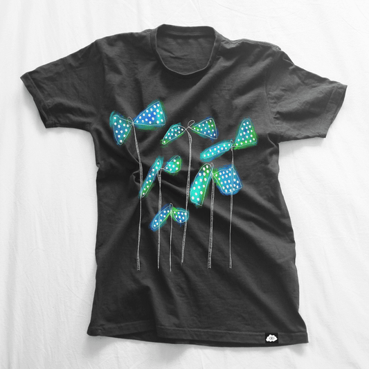 Polka Dot Floral Chest Heavy Weight Premium T-Shirt