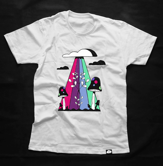 Mushroom Rainbow Chest Heavy Weight Premium T-Shirt