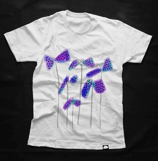 Polka Dot Floral Chest Heavy Weight Premium T-Shirt